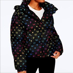 PINK VS Rainbow Puffer Coat Size L